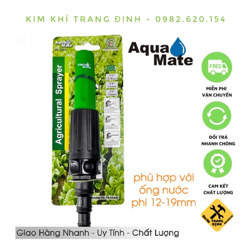 Vòi Tưới Đa Năng Tưới Lan, Xịt Rửa Xe Tự Động Tăng Áp W3201 Aquamate Chính Hãng