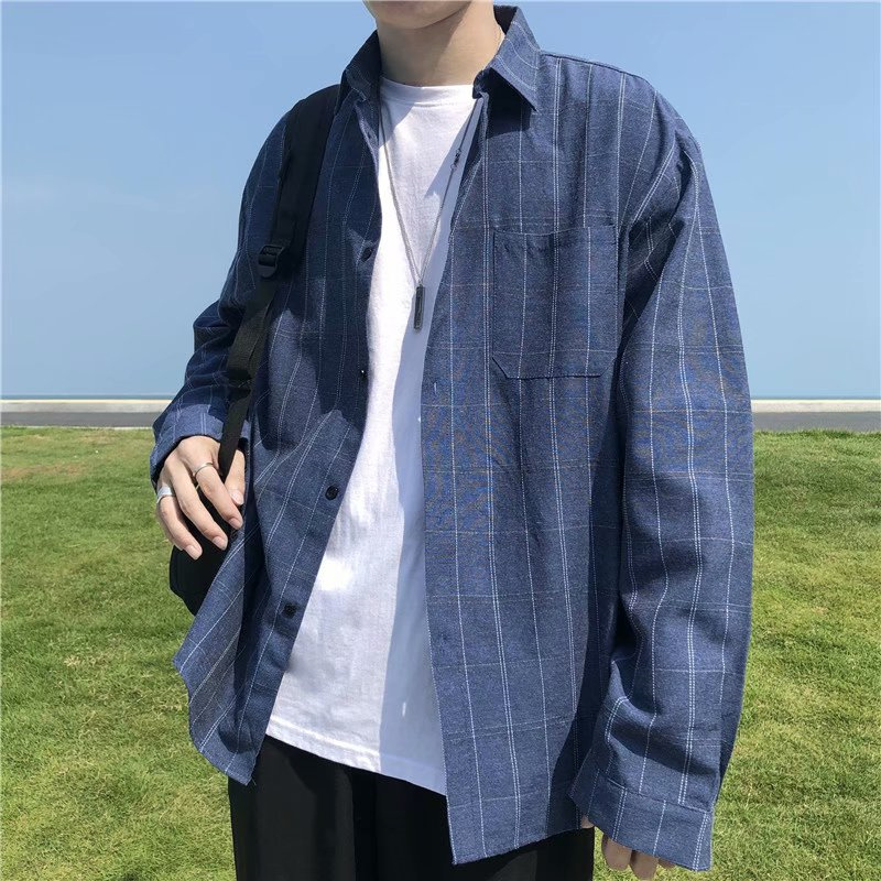 Korean Fashion Long Sleeve Shirt For Men Size S-3Xl