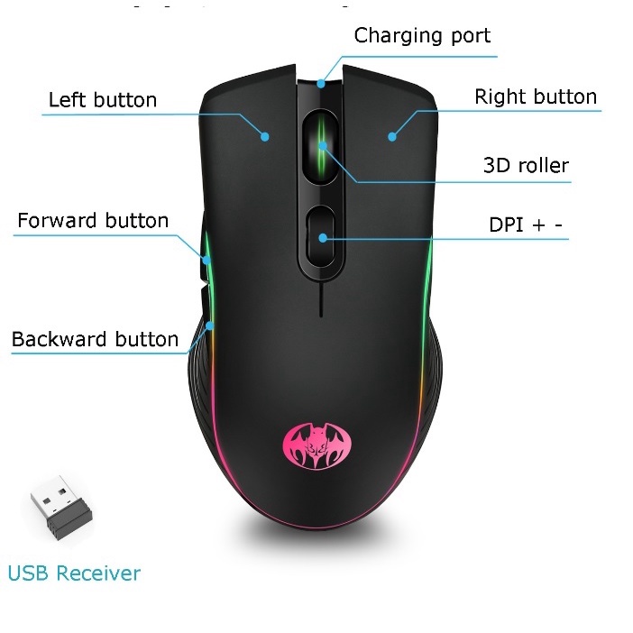 Chuột không dây G20 sạc điện tiện lợi,chuột máy tính không dây gaming