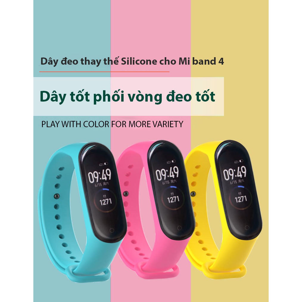 Dây đeo thay thế Slilicone cho Xiaomi Miband 4 (17 loại màu cho bạn chọn)