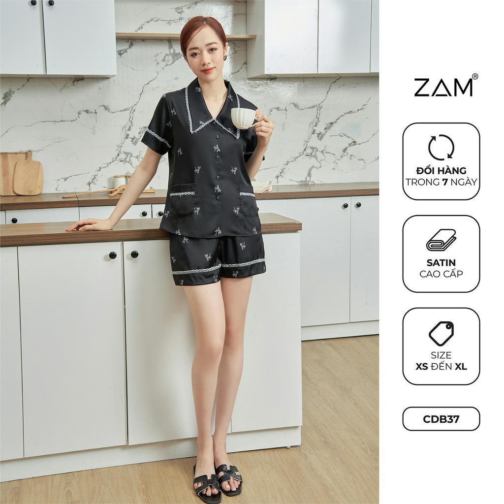Bộ ngủ satin ZAM Luxury - CDB37 - Áo ngắn tay quần đùi