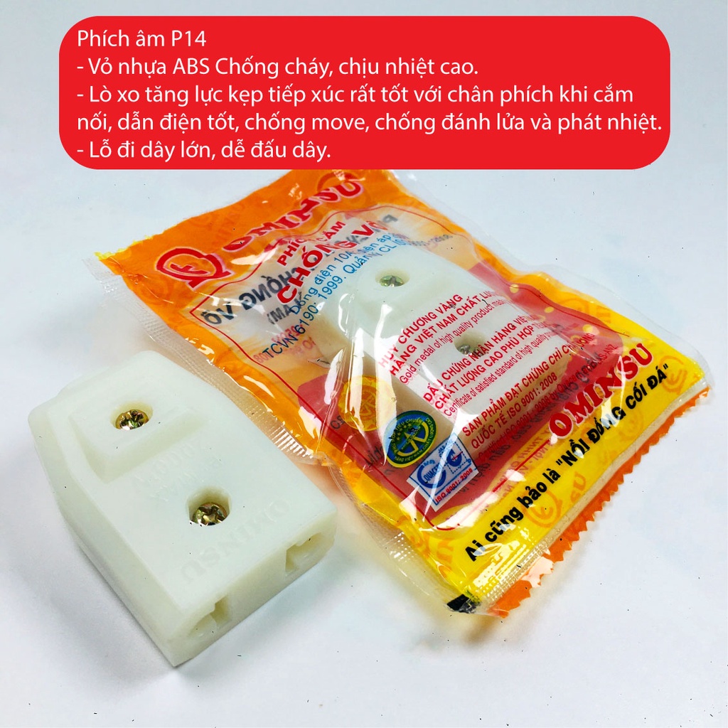 Phích cắm điện âm dương thương hiệu OMINSU phích cắm chịu tải cao