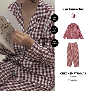 Set pijama kẻ chất liệu cotton cao cấp, họa tiết kẻ caro bắt mắt Kuchimmade mã KU60