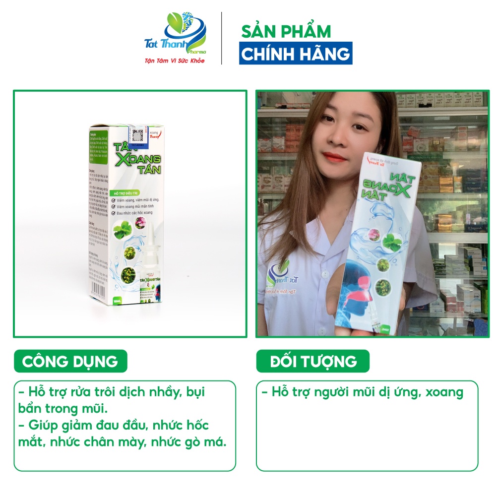 Dung dịch xịt mũi Tân Xoang Tán Tất Thành Pharma giảm ngạt mũi 15ml