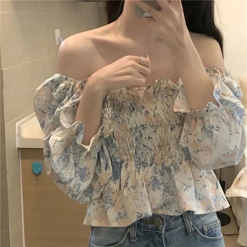 Áo Voan Hoa Trễ Vai Thời Trang Xuân Hè 2021 Dành Cho Nữ | BigBuy360 - bigbuy360.vn