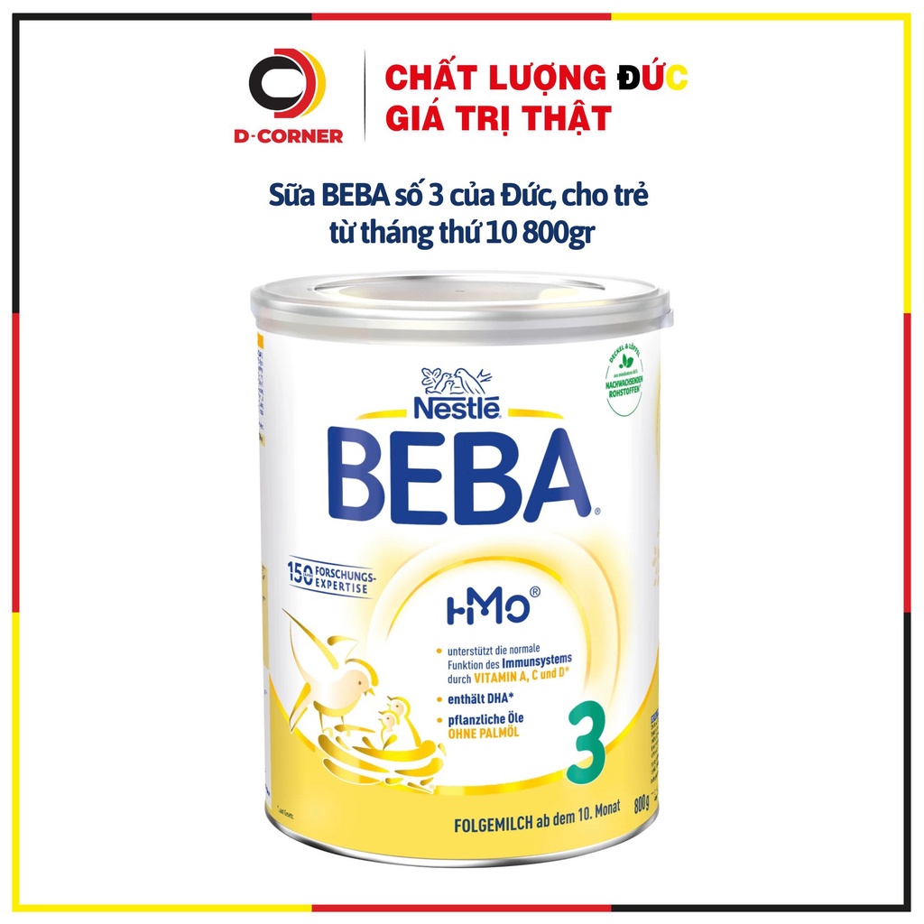 Sữa BEBA số 3 của Đức, dành cho bé từ 10 tháng đến hơn 1 tuổi, bố sung nhiều chất dinh dưỡng cho bé, hộp 800gr
