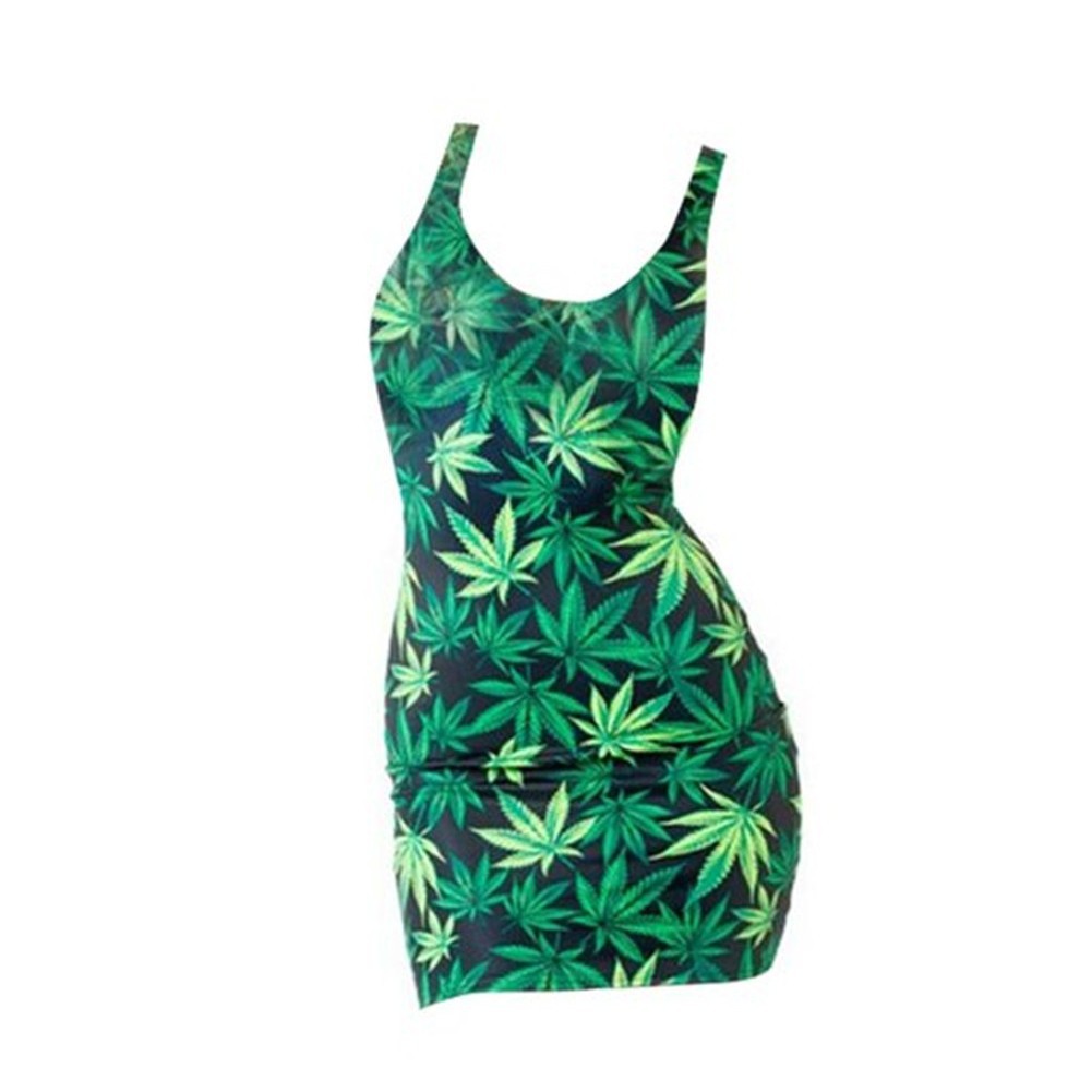 ☛☏❤Women´s Sleeveless Floral Print Bodycon Bandage Slim Mini Waist Sheath Dress Green | BigBuy360 - bigbuy360.vn