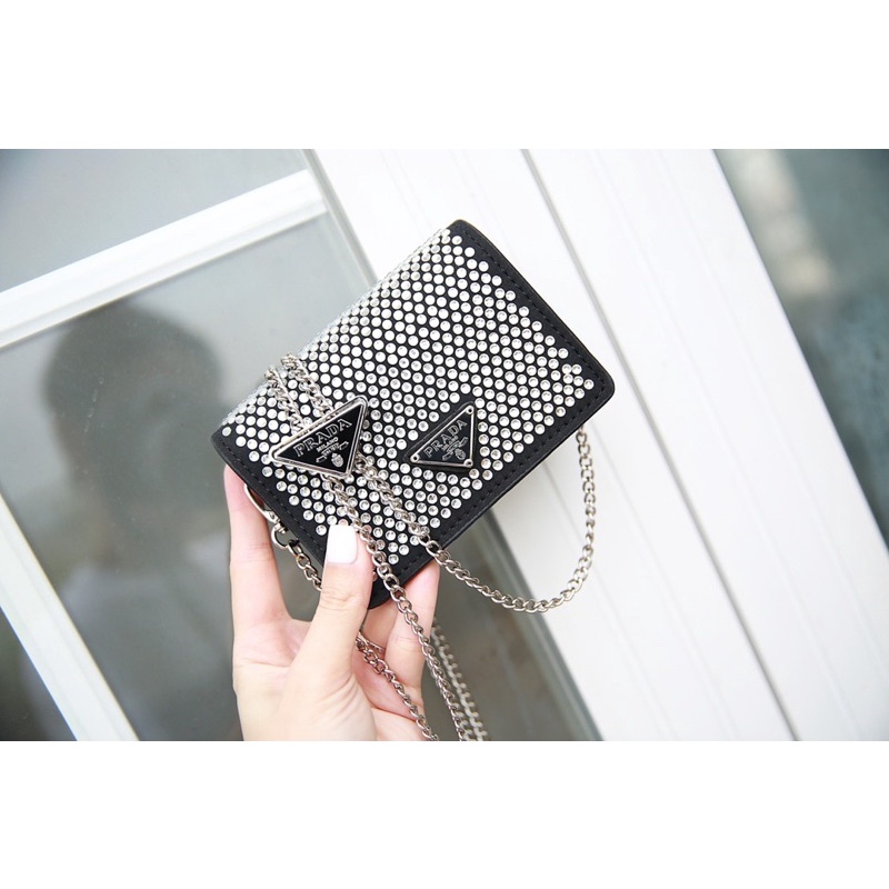 TÚI ĐEO CHÉO MINI PRADA BLING BLING ĐÍNH PHA LÊ NHÂN TẠO VINKYSHOPTK FULLBOX HÀNG SẴN HOẢ TỐC
