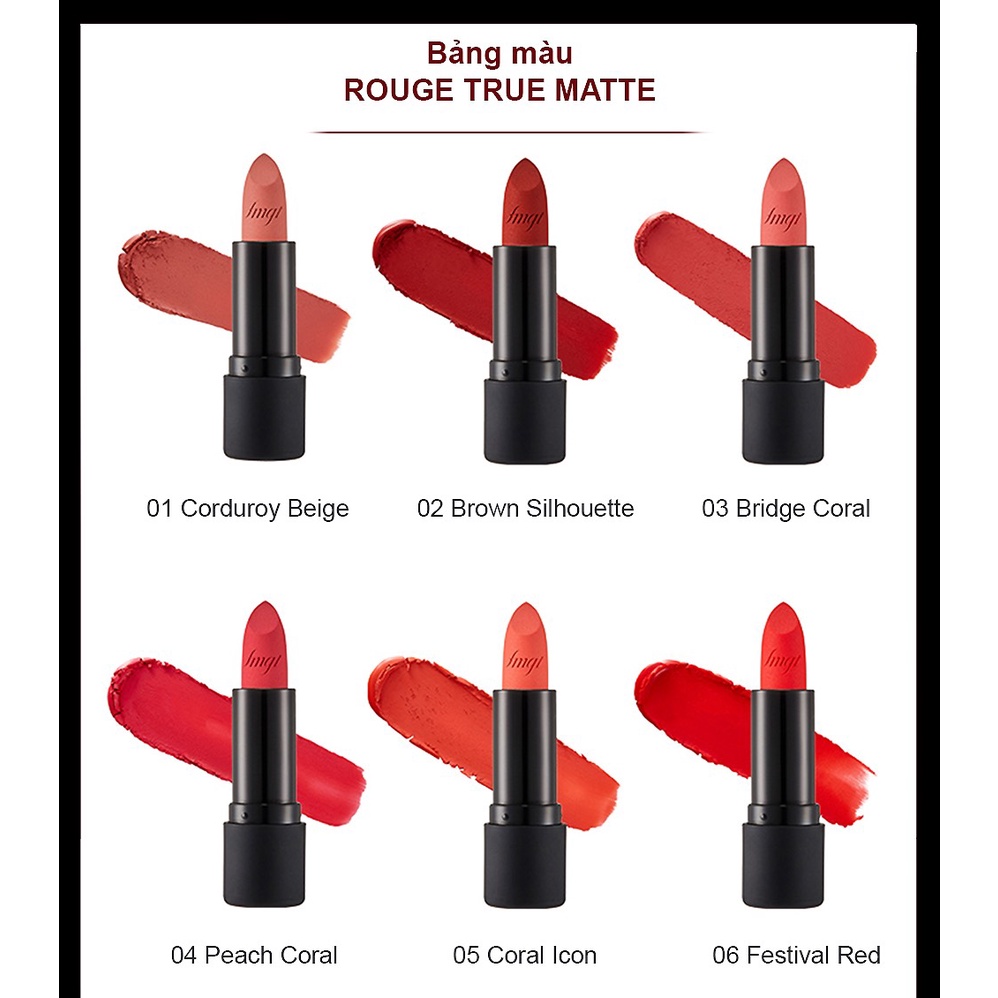 Son Lì Mềm Mịn Môi TheFaceShop Rouge True Matte FMGT 3.6g