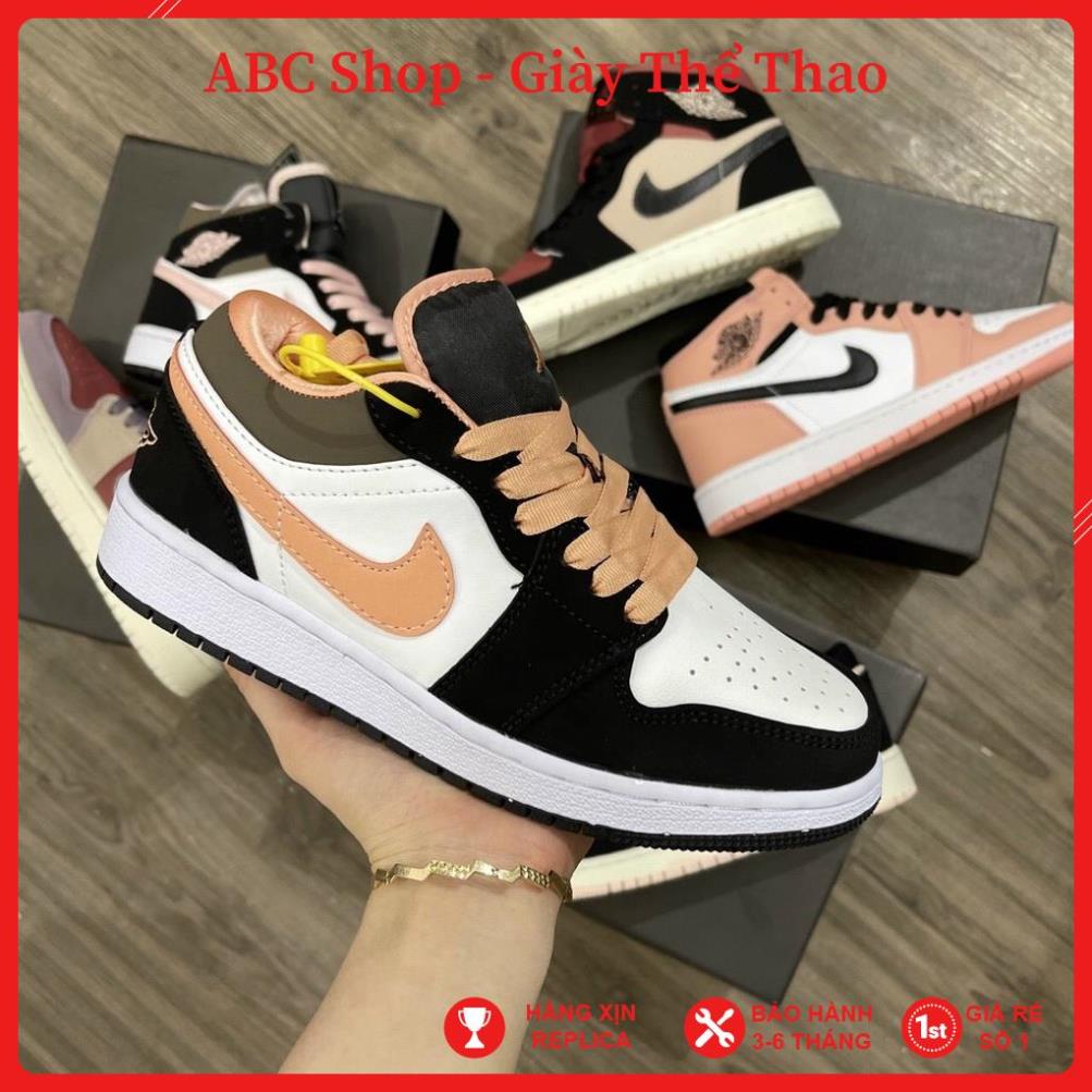 Giày Jordan trắng hồng đen thấp cổ cao cấp mới, Giầy JD1 Full phụ kiện