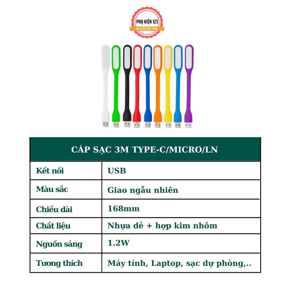 Đèn LED di động USB cho máy tính xách tay sạc dự phòng tiện lợi-Phụ Kiện 123