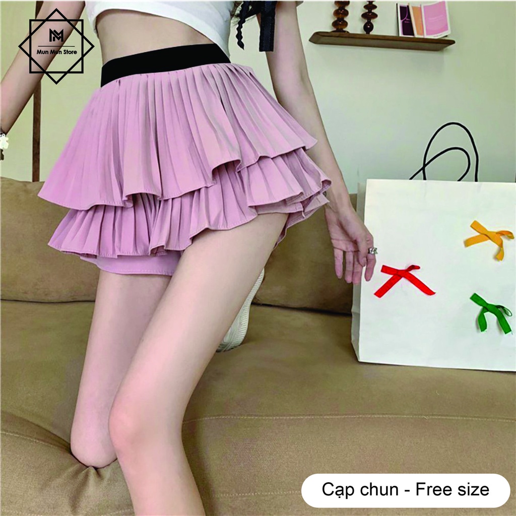 CHÂN VÁY DẬP LY 2 TẦNG MUNMUNSTORE CHÂN VÁY XOÈ TÔN DÁNG - CHẤT KAKI CAO CẤP CV125