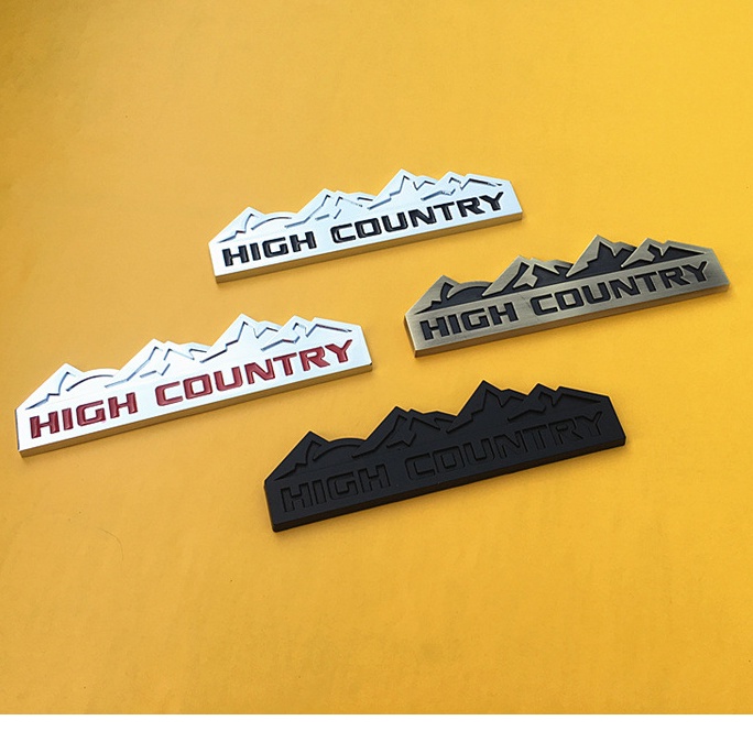 Logo High country 12.5x3.2cm dán xe bằng hợp kim dày 0.5cm