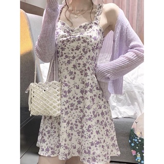 Set váy và áo len màu tím mộng mơ hot trend (có sẵn )
