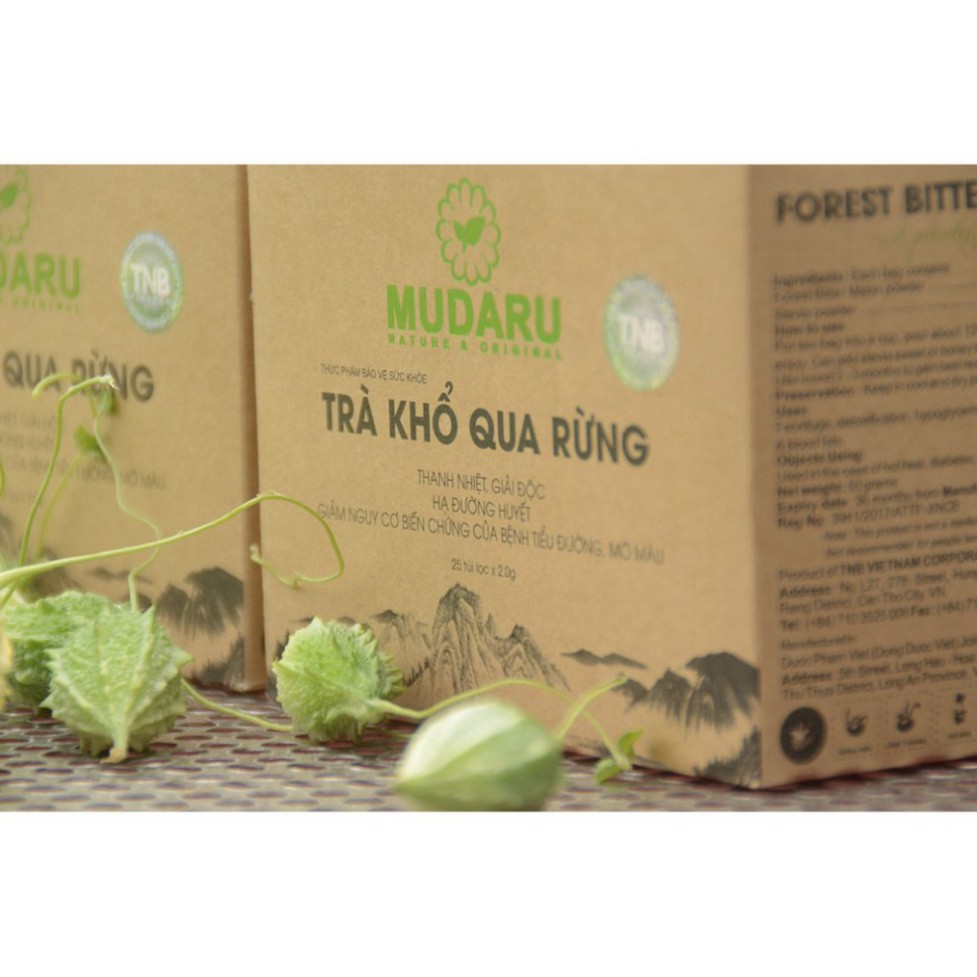 2 hộp Trà khổ qua rừng hỗ trợ đề kháng tốt cho sức khỏe Mudaru chính hãng loại 25 túi/hộp