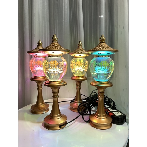 Đèn Pha Lê Thờ Cúng Hình Tháp - Đèn Led Đổi Màu Cao Cấp