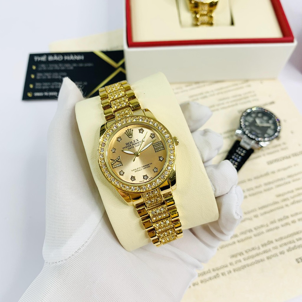 Đồng hồ nữ Rolex mặt tròn đính đá sang trọng dây kim loại cao cấp DHN609 ngoctrinh109