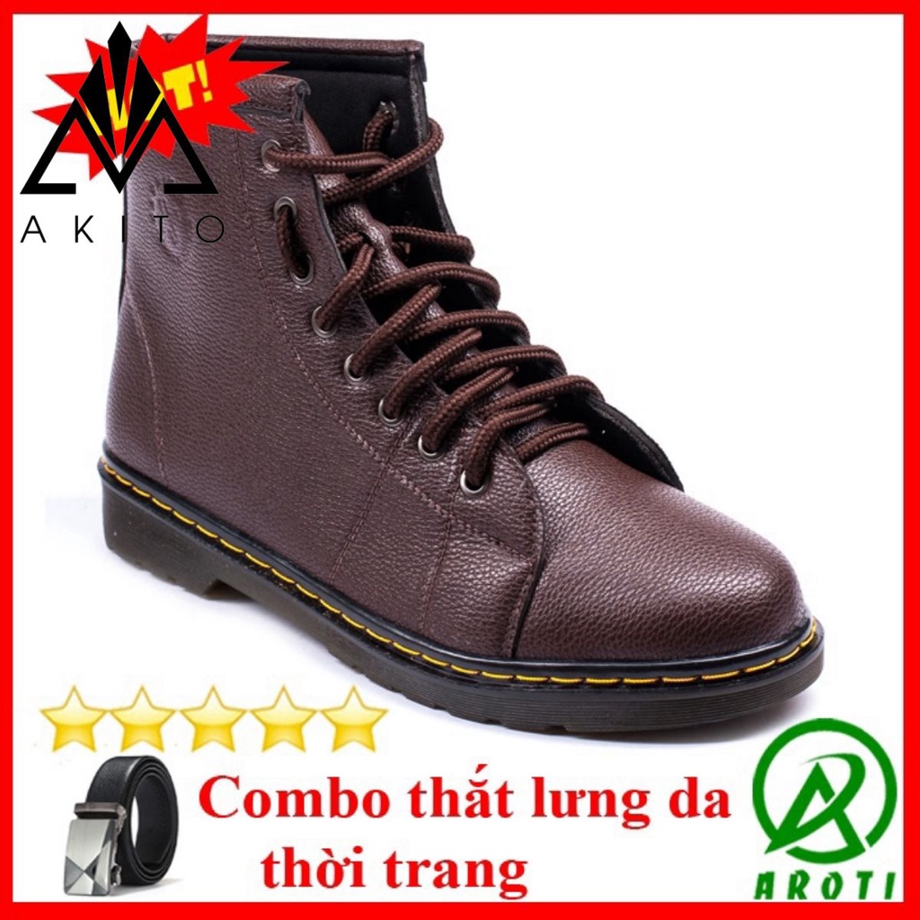 Giày Da Nam AROTI Boot Cổ Cao Chất Đẹp Cao Cấp,Đế Khâu Chắc Chắn Form Mạnh Mẽ,Cực Nam Tính Màu Nâu- Đủ size M89-N(TL)