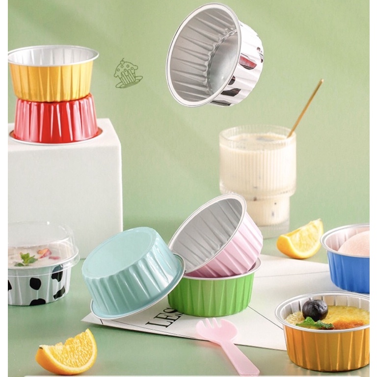 Hộp nhôm đựng bánh  combo 50 cup nhiều màu