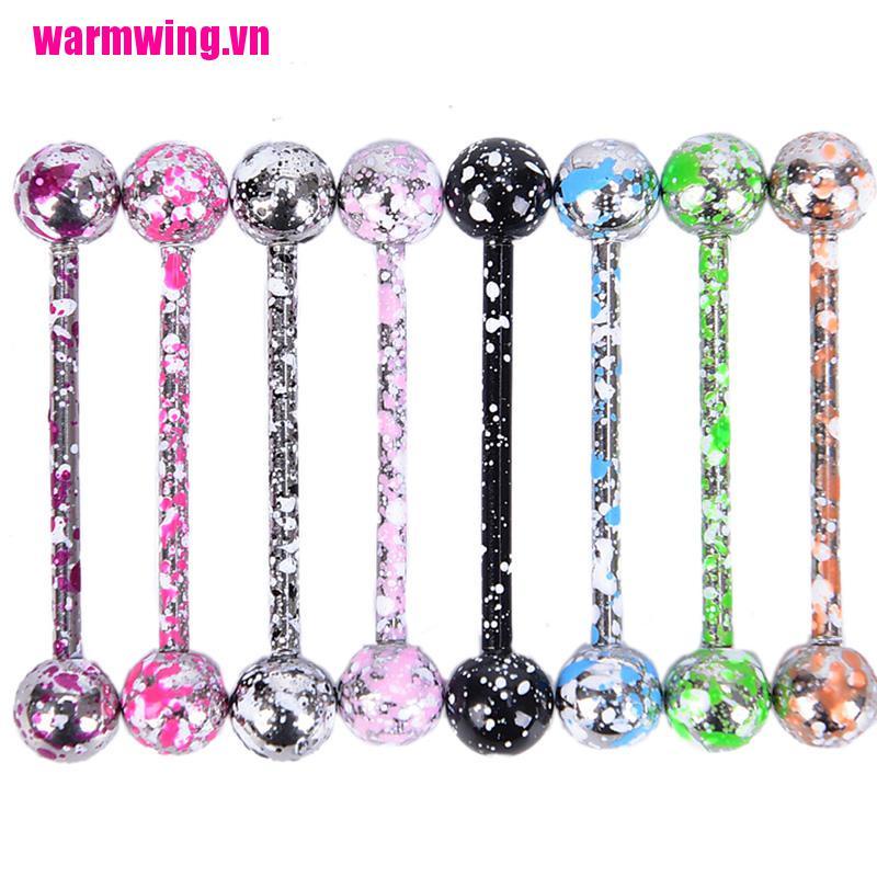 Set 8 Khuyên Lưỡi Bằng Thép Không Gỉ Nhiều Màu Sắc