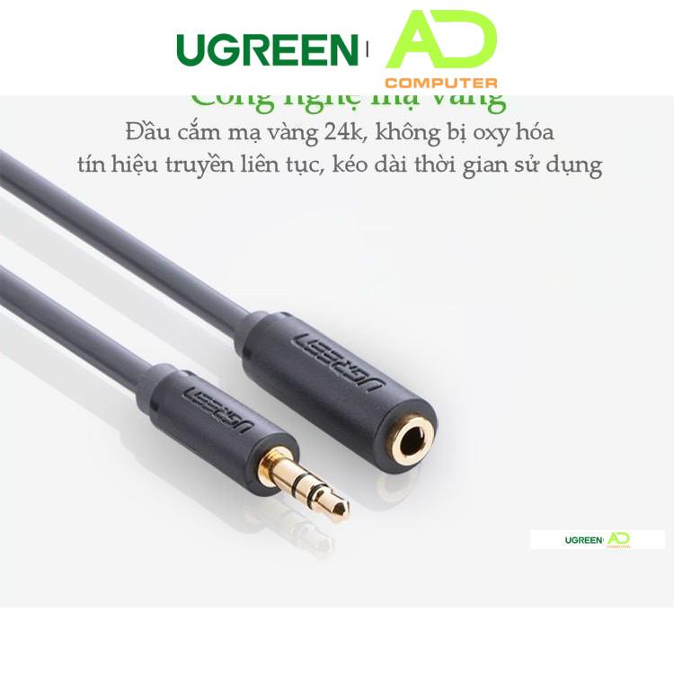 Cáp âm thanh kéo dài hai đầu chuẩn 3.5mm 1 đầu đực 1 đầu cái UGREEN AV124- Hàng phân phối chính hãng - Bảo hành 18 tháng