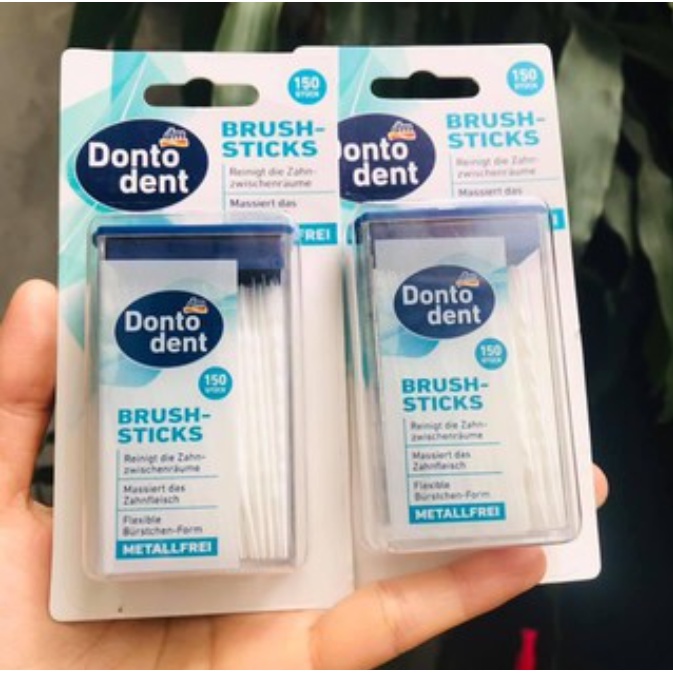 Tăm Nhựa Nha Khoa Dontodent Brush Sticks Hộp 150 Chiếc Hàng Chính Hãng