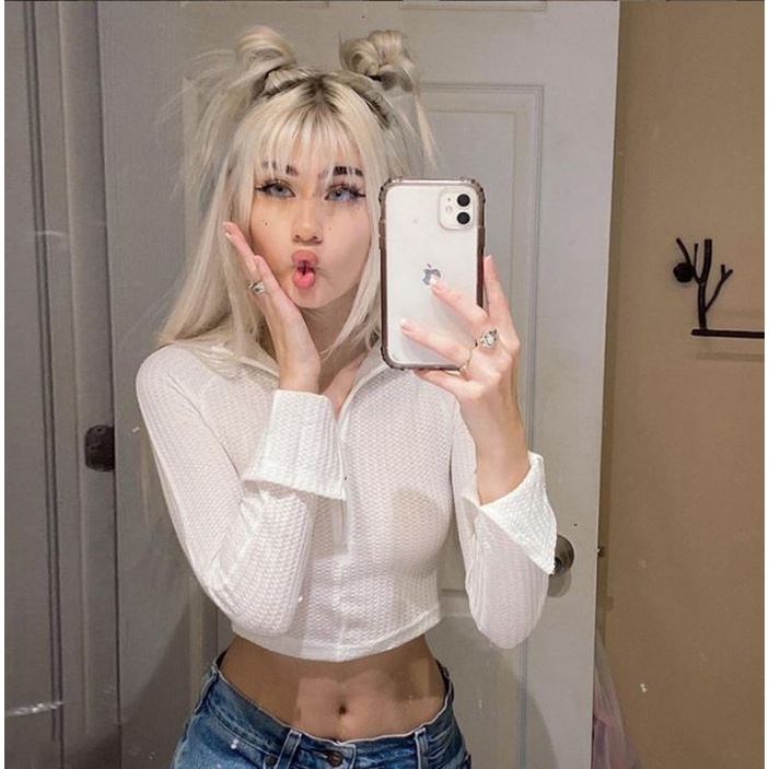 Áo croptop trắng HAC111 Hỉn Hỉn Store