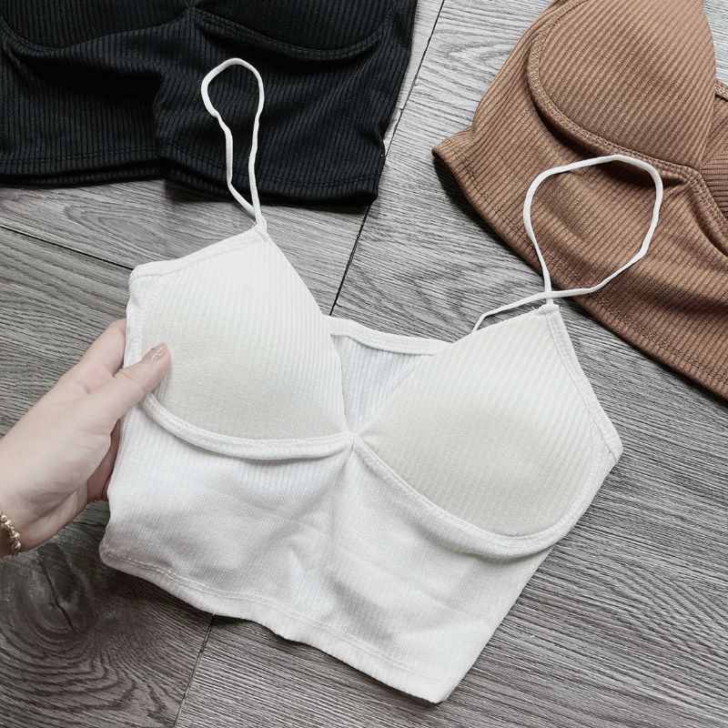 Áo 2 dây pra len gân siêu đẹp có mod ngực xịn xò