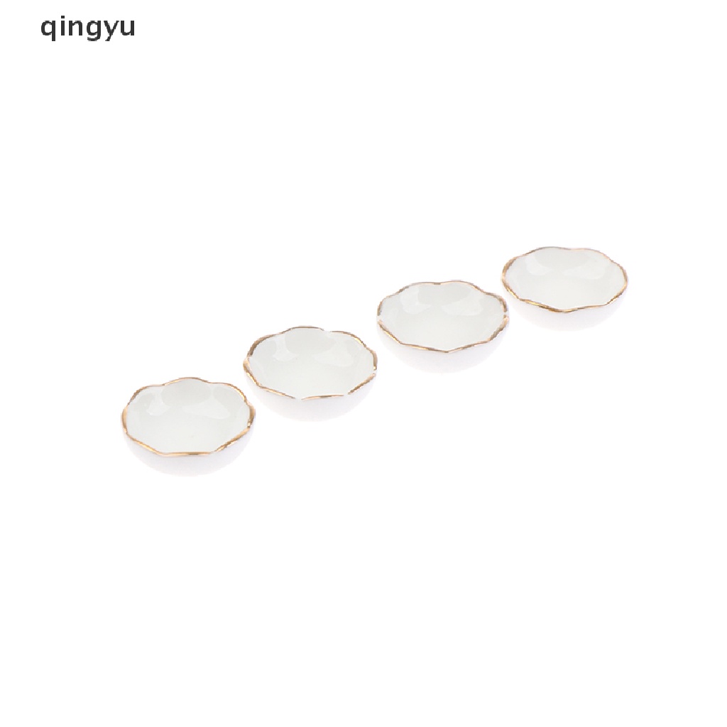 Bộ 4 Chén Dĩa Gốm Sứ Trắng Trang Trí Nhà Búp Bê 1: 12