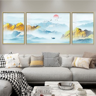 Tranh Tráng Gương Cao Cấp - Tranh Treo Tường Phong Cảnh Thủy Mặc 20 (Bộ 3 tấm)