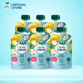 Combo 6 Gói Trái cây nghiền vị táo, chuối và phomai tươi Fruto Nyanya 90g/gói
