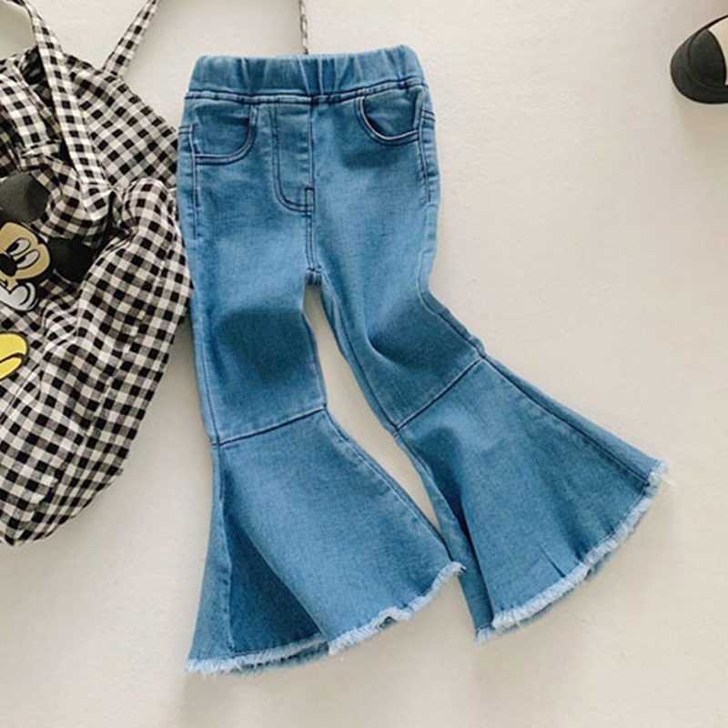 Quần Jean Dài Co Giãn Tốt Màu Sắc Trơn Thời Trang Hàn Quốc Se7En Cho Bé Gái