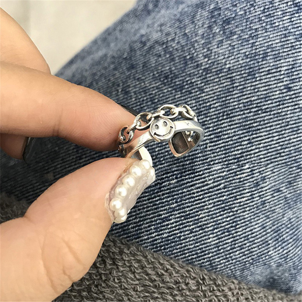 Set 2 Nhẫn Đôi Hình Mặt Cười Phong Cách Hàn Quốc