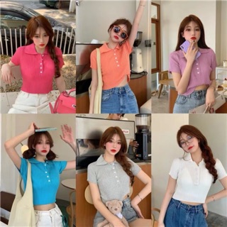 Áo polo croptop rực rỡ form ôm- Ord