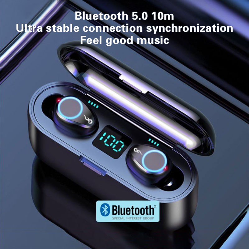 SUNhai Tai Nghe Bluetooth 5.0 Amoi F9 Không Dây True Bản không thấm nước Quốc Tế Nút Cảm Ứng ​Kiêm Sạc Pin Dự Phòng | BigBuy360 - bigbuy360.vn