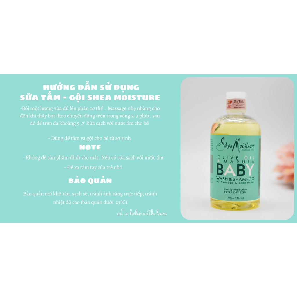 Sữa tắm gội cho bé Shea Moisture mùi dừa (384ml)