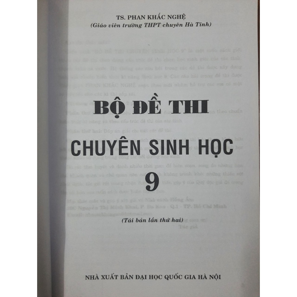 Sách - Bộ Đề Thi Chuyên Sinh Học 9