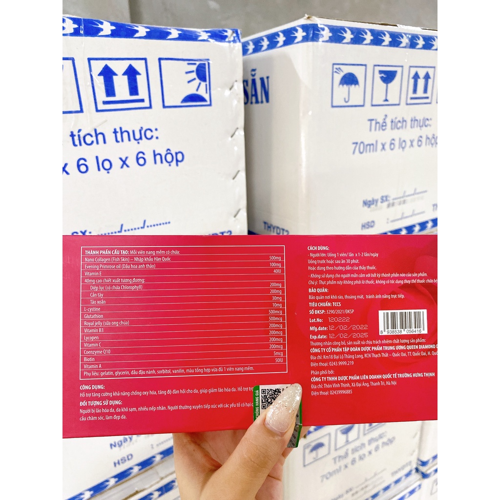 Viên uống trắn da supper collagen nano Q10 hộp 3 lọ x 15 viên