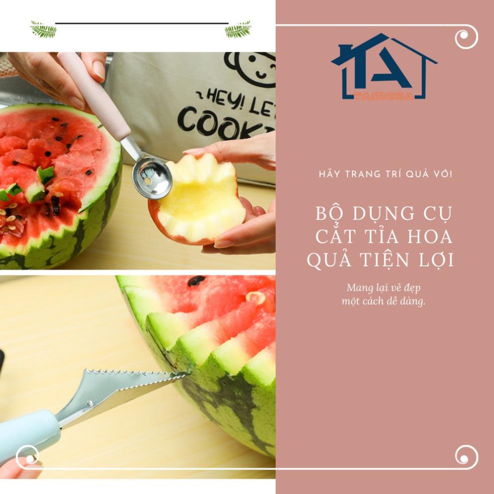 Dao tỉa 2 đầu inox nạo tạo hình trái cây củ quả thẩm m