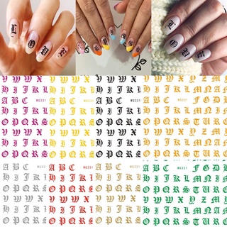2022 Letters Nail Stickers English Antique Letters Nail Decals