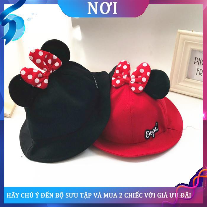 ▼❉mũ Mickey trẻ em thu đông 2017 cho nam và nữ, công chúa nơ to bé, nồi thương hiệu