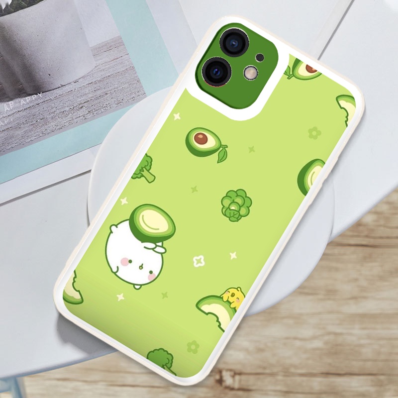 Ốp iphone - Ốp lưng iphone cạnh vuông viền camera Thỏ hoa quả dành cho ip 6 đến 14promax - ng164