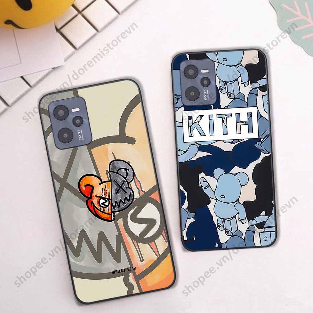 Ốp lưng Realme C35 hình kaws, kith, bear brick nổi 3D phong cách độc đáo