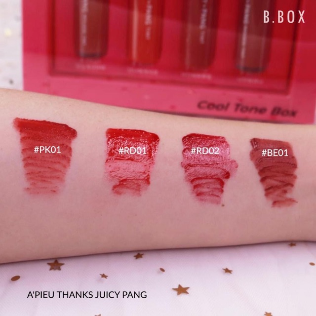 BỘ SON 4 CÂY CỦA NHÀ A’PIEU THANKS JUICY PANG