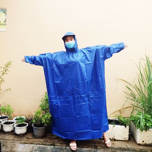 Áo Mưa Bít Vải Dù Hàng Cao Cấp, Áo Mưa Trùm Kín Không Xẻ Tà Chất Lượng Cao, Nhiều Màu Sắc Tươi Sáng