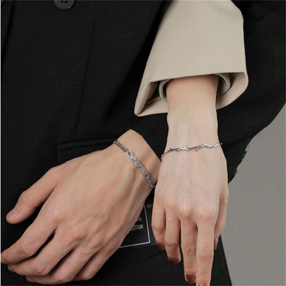 Vòng tay bạc thiết kế đơn giản thời trang dành cho nam và nữ