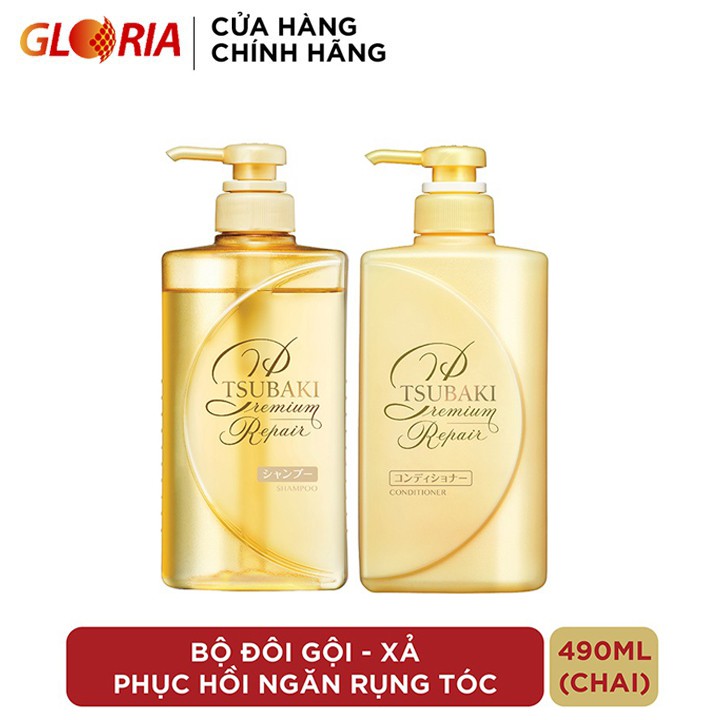 Bộ đôi gội xả Phục hồi ngăn rụng tóc Premium Repair Tsubaki 490ml/chai | BigBuy360 - bigbuy360.vn