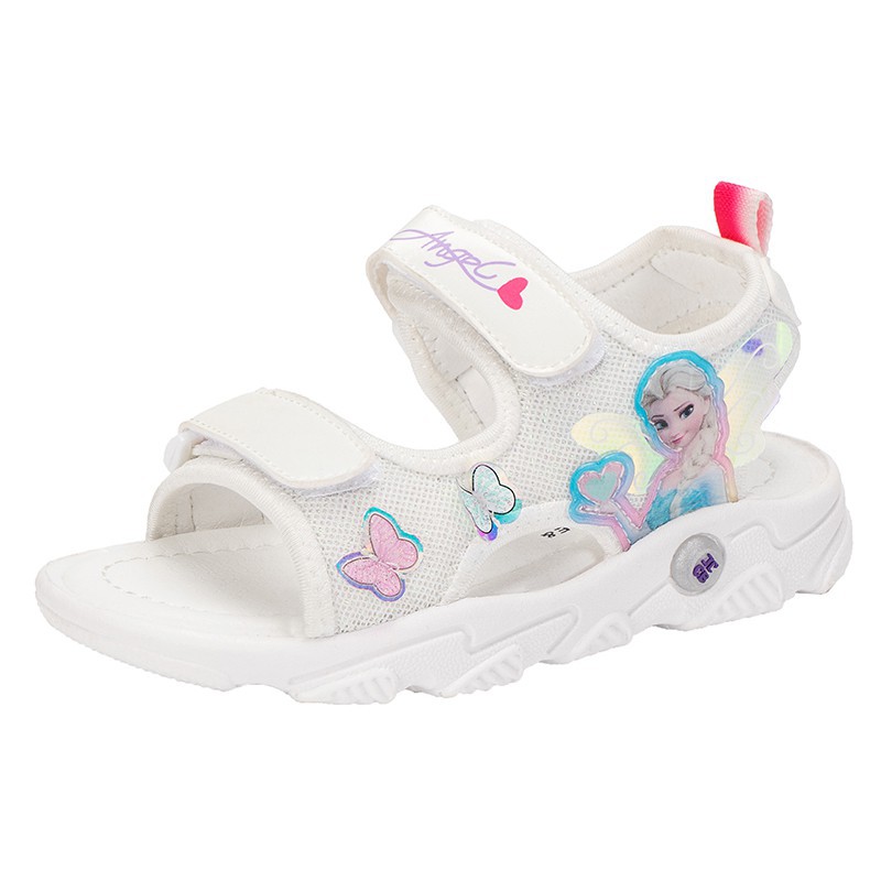 Giày sandal thoáng khí chống trượt họa tiết Frozen Elsa phong cách dạo biển dành cho bé