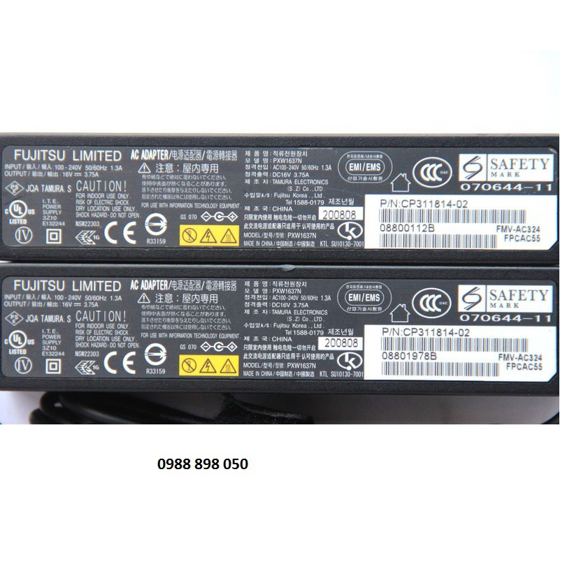 [Mã ELFLASH5 giảm 20K đơn 50K] SẠC LAPTOP FUJITSU 16V 3.75A (60W) zin theo máy