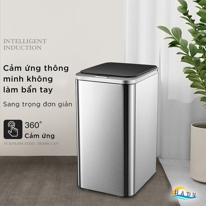 Thùng Đựng Rác Thông Minh Nhà Vệ Sinh Nhà Bếp Có Nắp Inox Tự Động Mở 9 Lít Chống Bám Bẩn CCKO